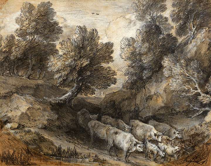 Wooded Landscape with Cattle and Goats